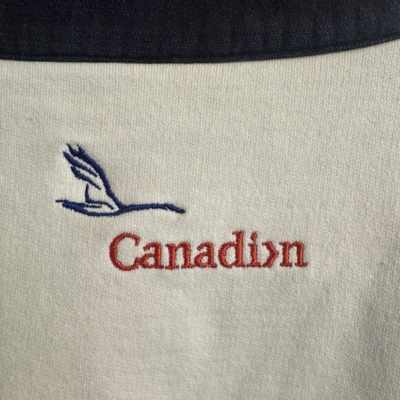 VTG 1999 Canadian Airlines Logo Crewneck Half Zip Sweatshirt Pullover Men L Fit - Picture 8 of 10
